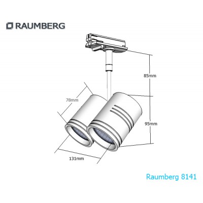 Трековый светильник 3L GU10х2 серый Raumberg