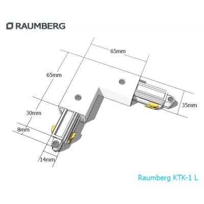 3L Угловой соединитель с подводом питания 3-линейный серый Raumberg