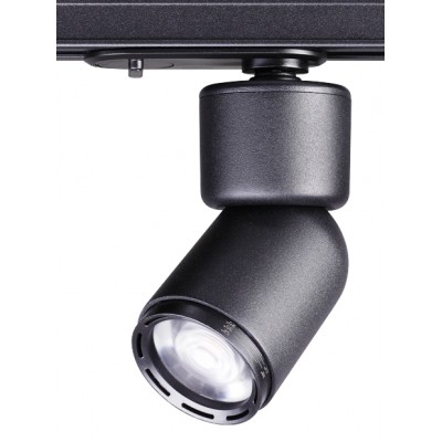 Трековый однофазный светодиодный LED диммируемый светильник с регулируемым углом рассеивания 12вт 3000к Черный корпус