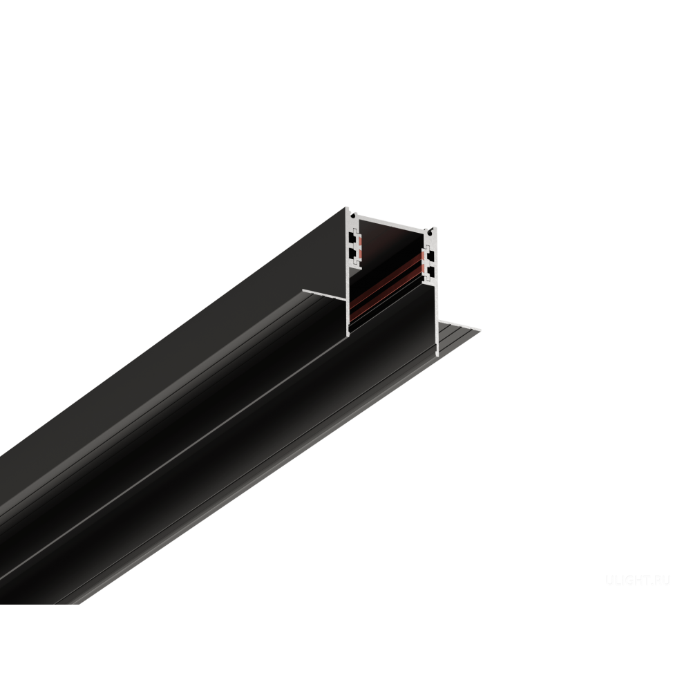 Магнитный трековый низковольтный встраиваемый шинопровод TRACK-LINE 24V 2000мм черный